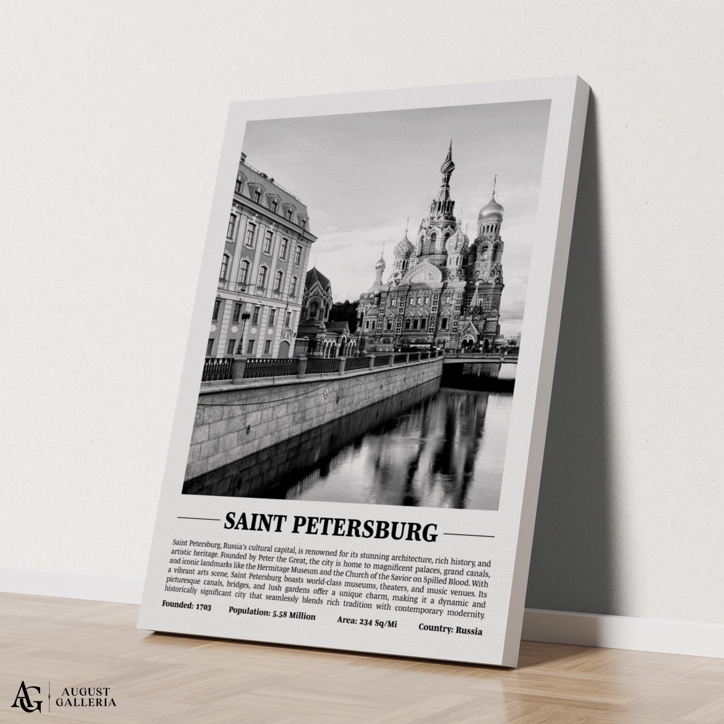 Saint Petersburg Black & White City Print
