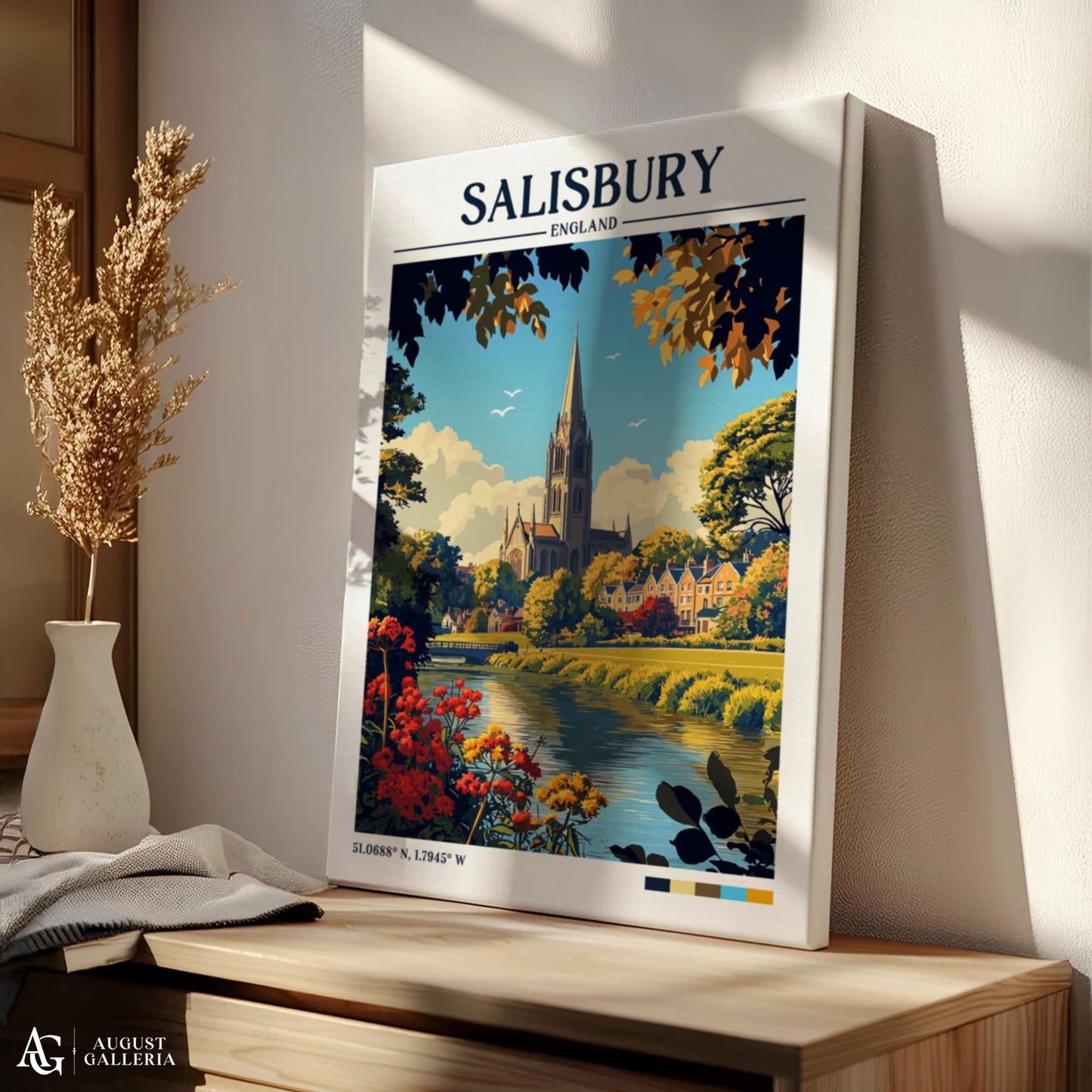 Salisbury England Retro Travel Print