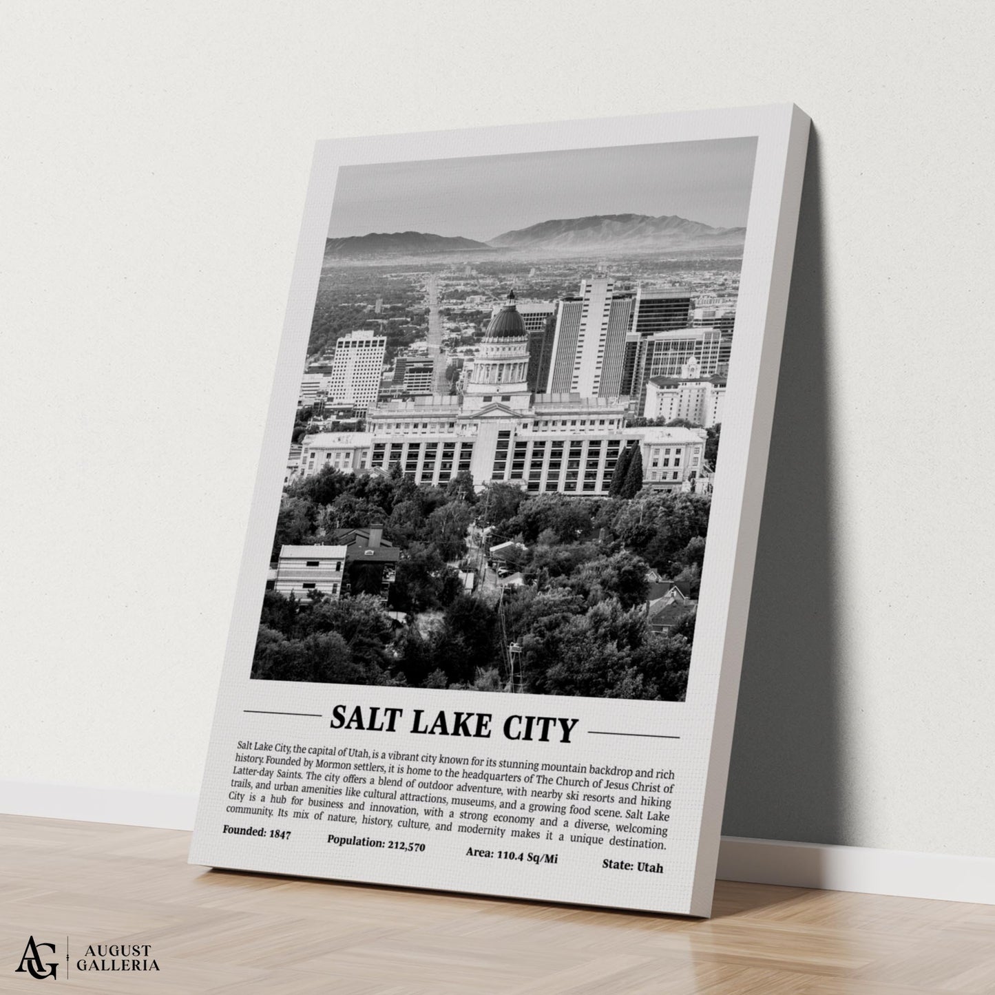 Salt Lake City Black & White City Print