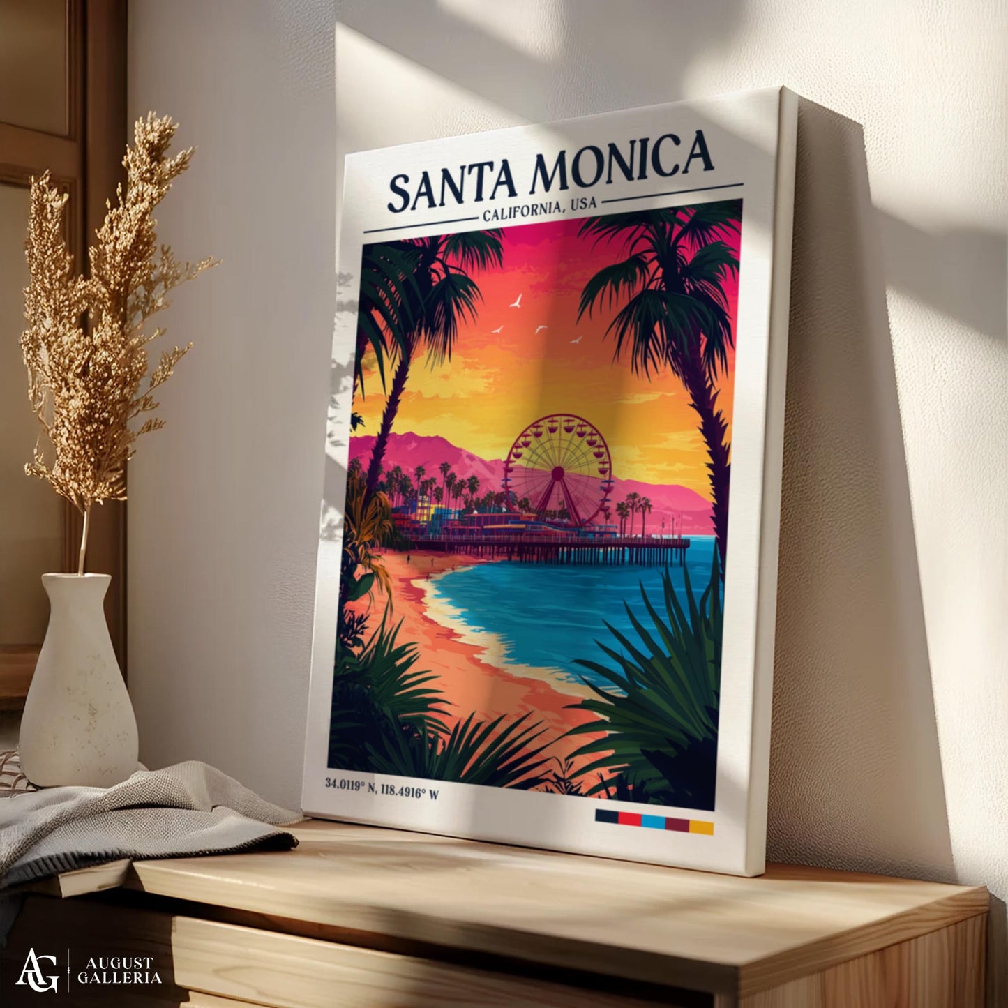 Santa Monica Retro Travel Print