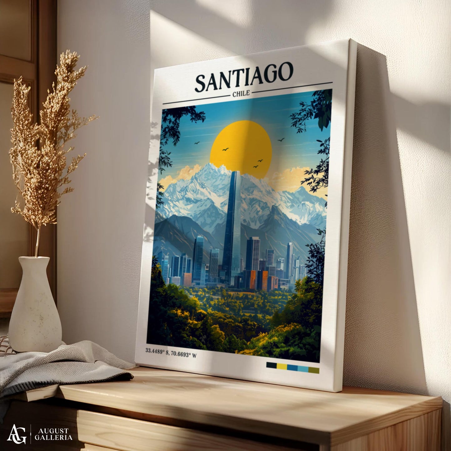 Santiago Chile Retro Travel Print