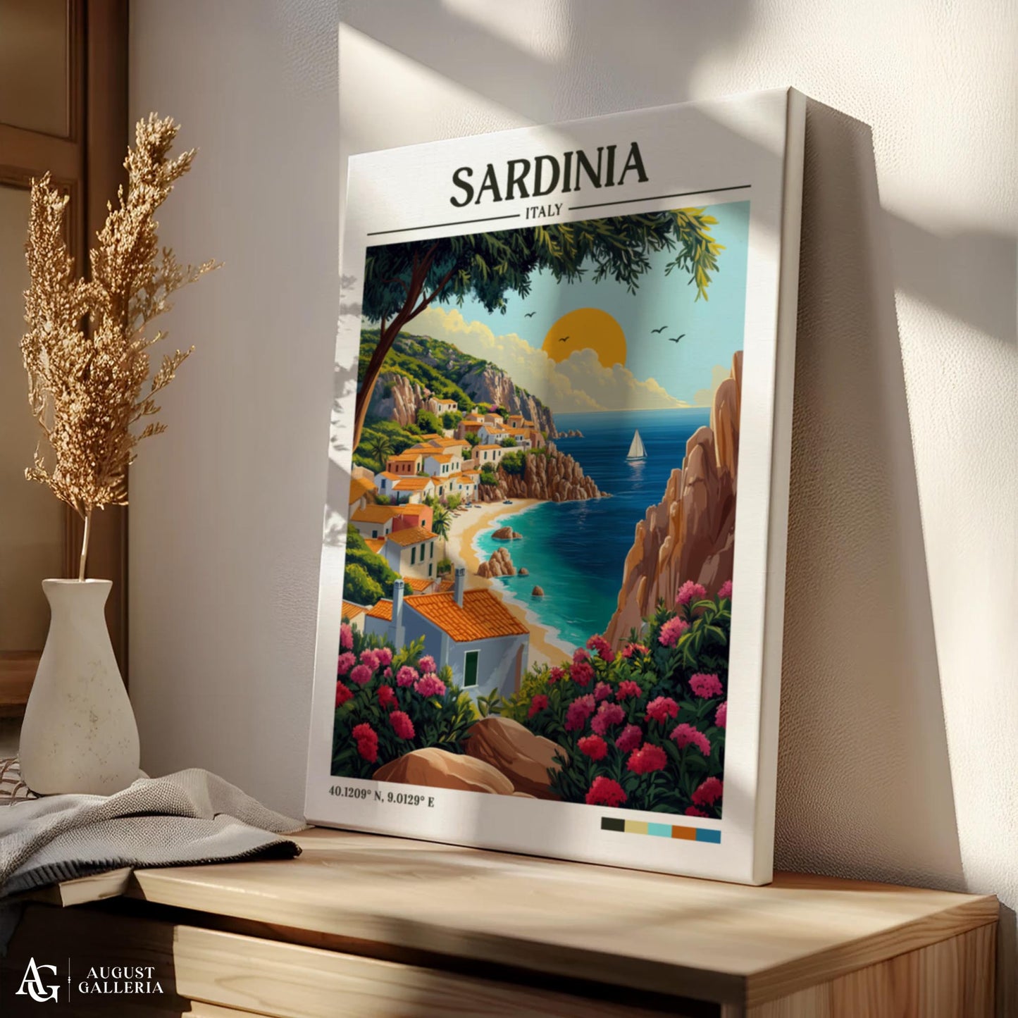 Sardinia Italy Retro Travel Print