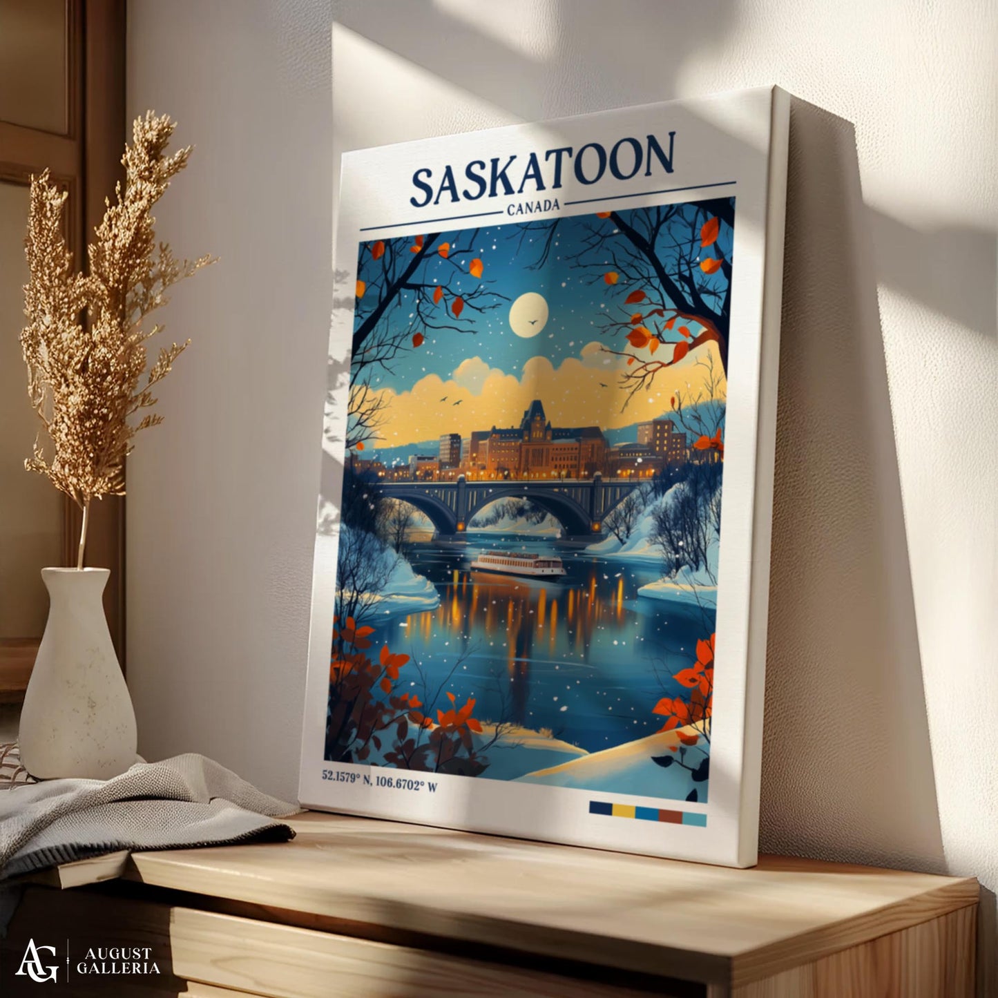 Saskatoon Canada Retro Travel Print