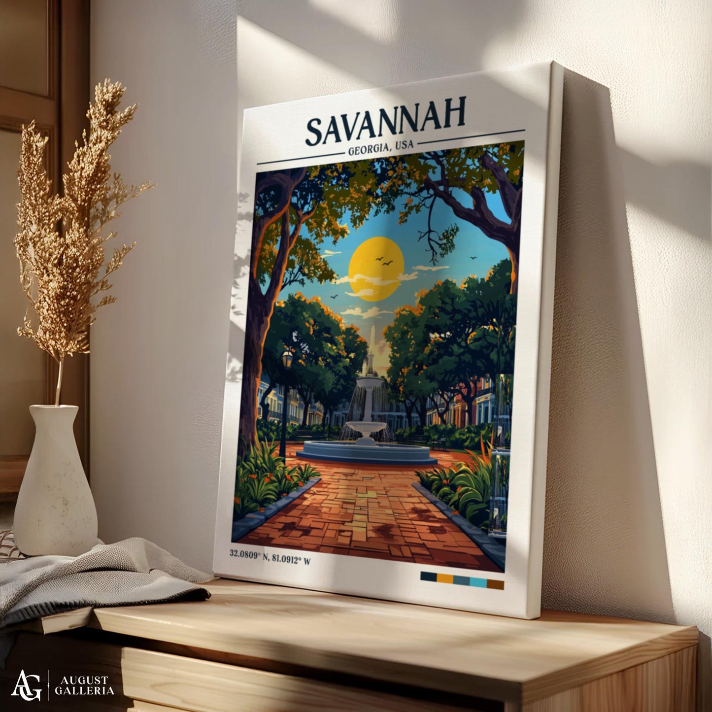 Savannah Georgia Retro Travel Print