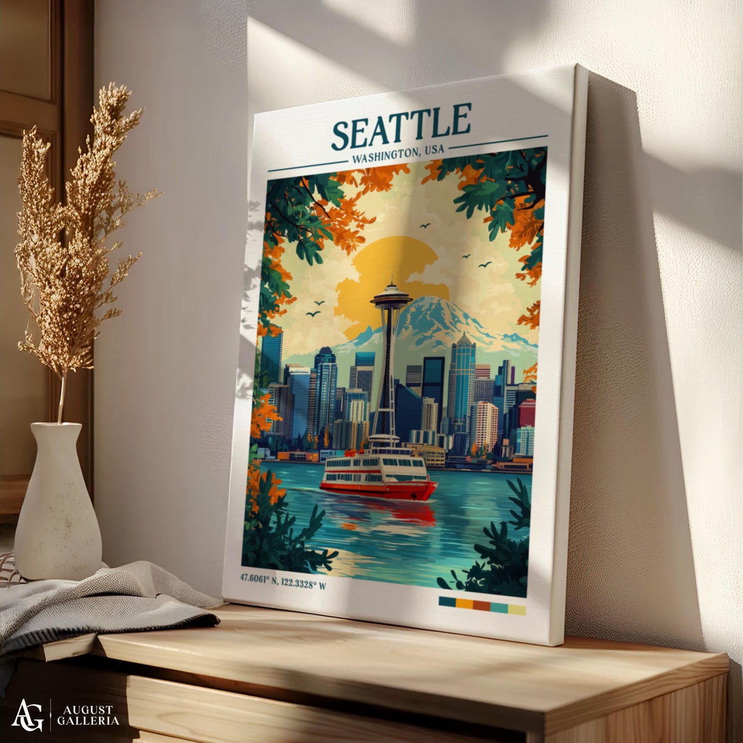 Seattle Washington Retro Travel Print