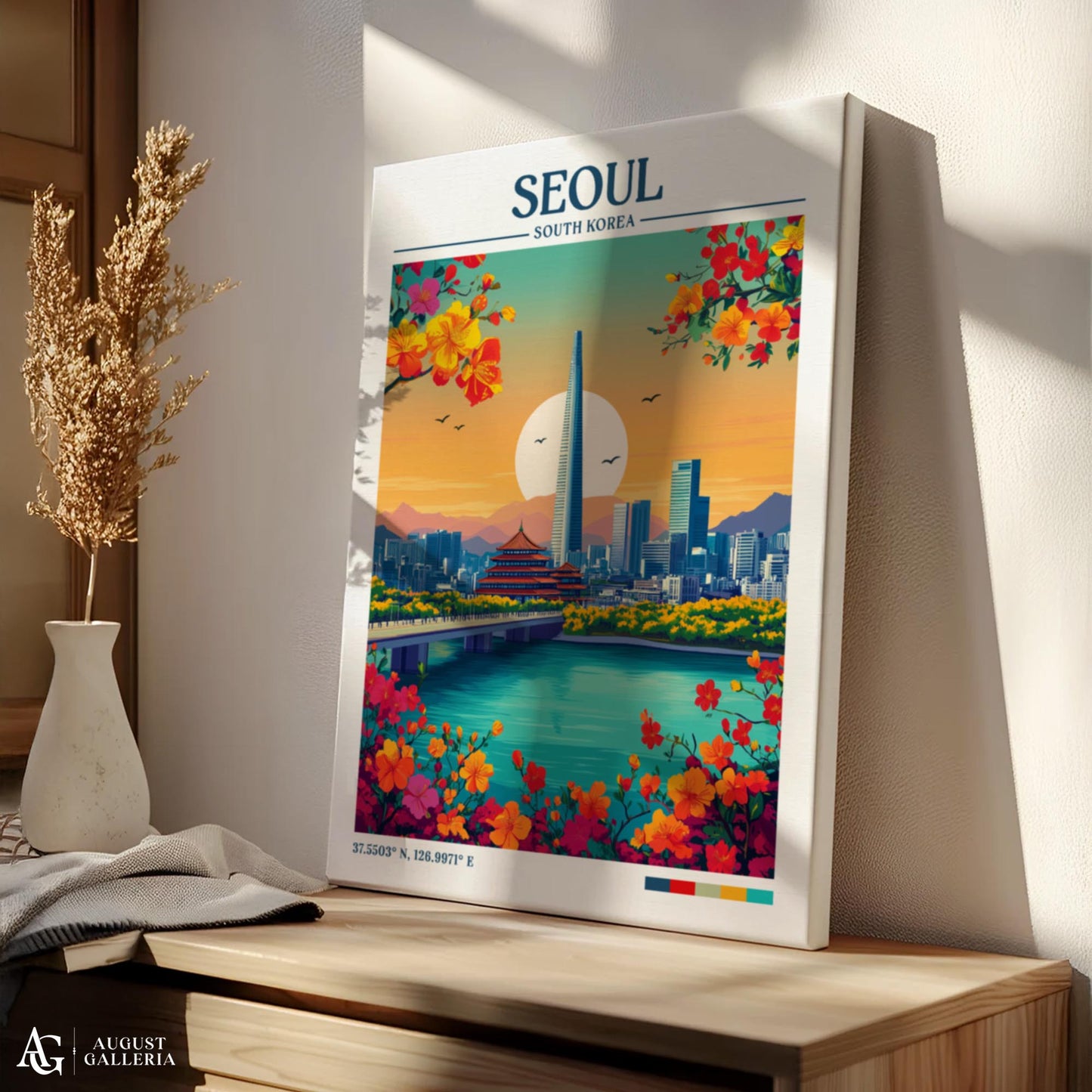 Seoul South Korea Retro Travel Print