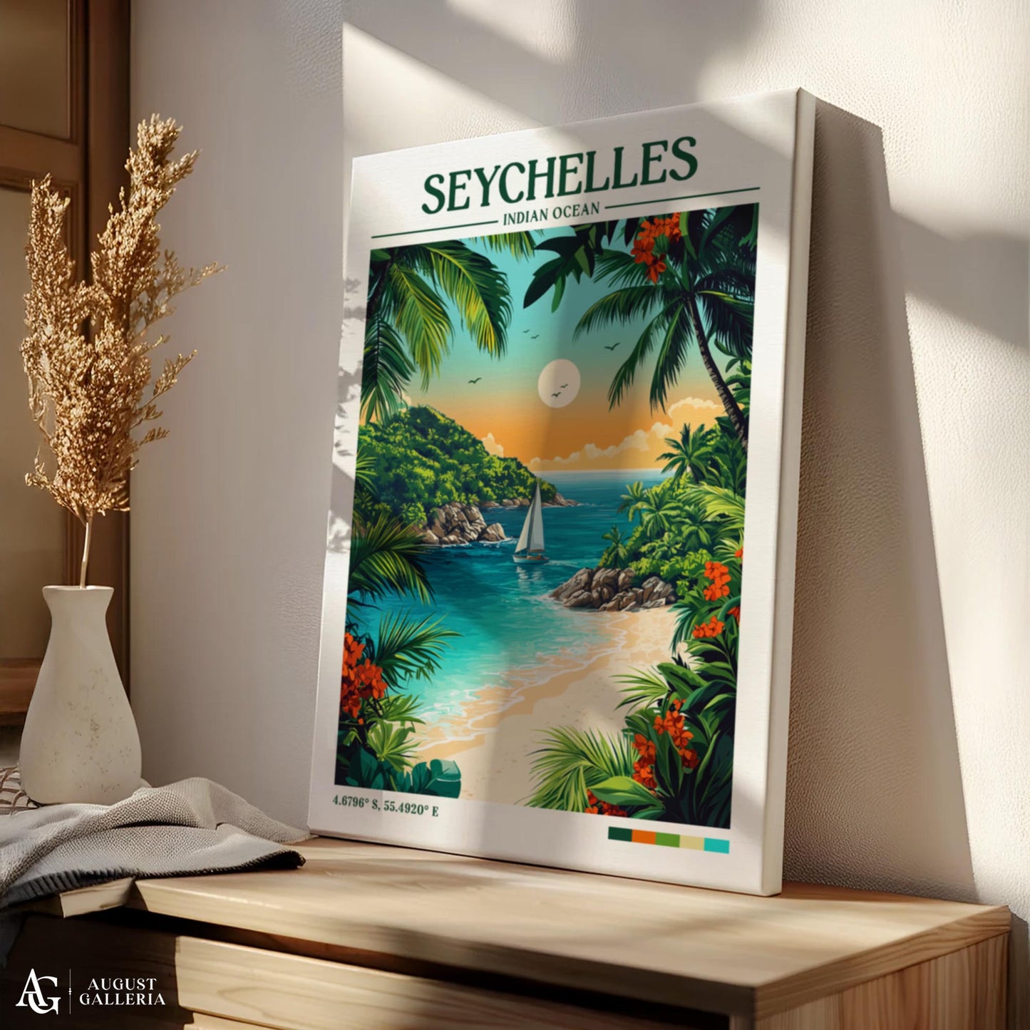 Seychelles Retro Travel Print