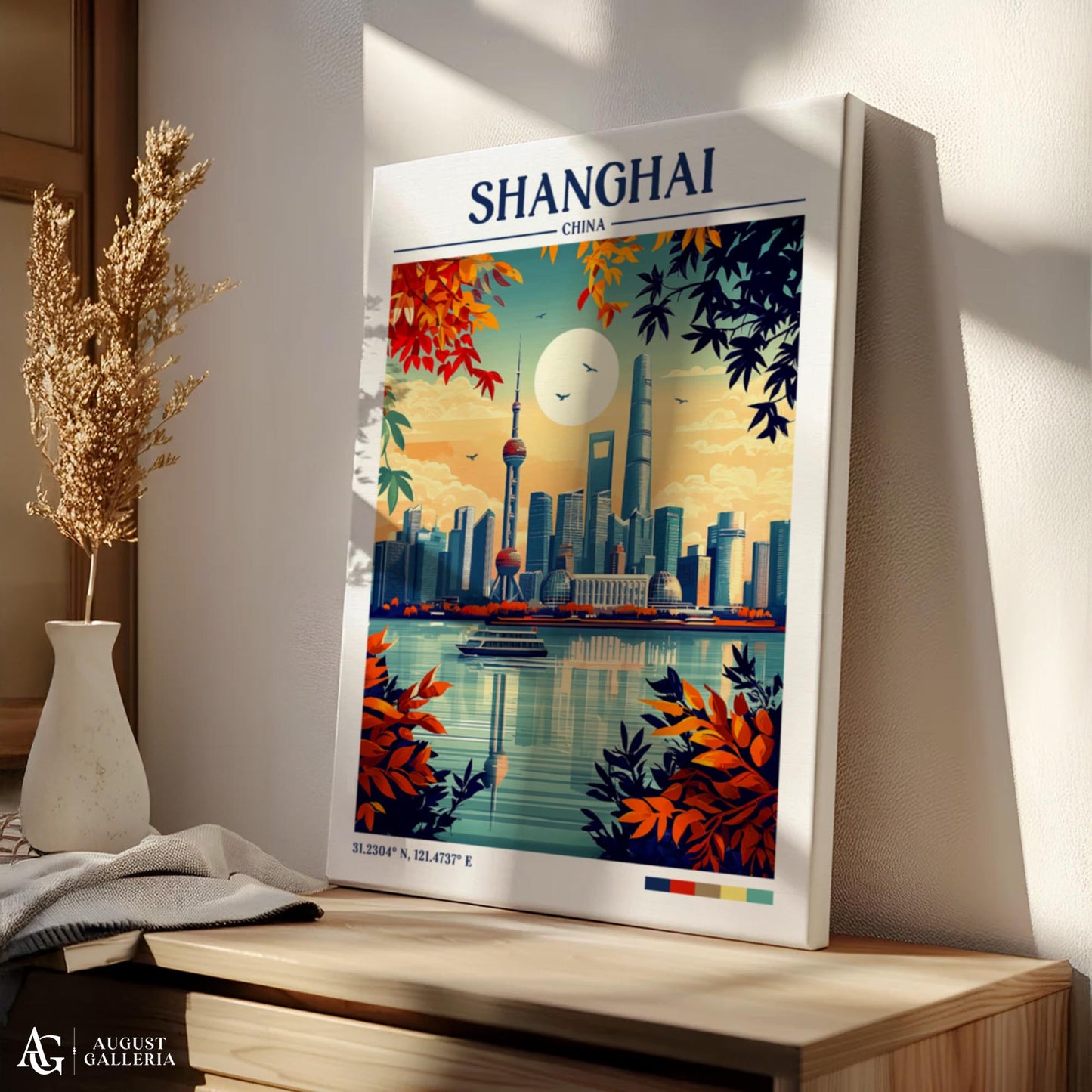 Shanghai China Retro Travel Print