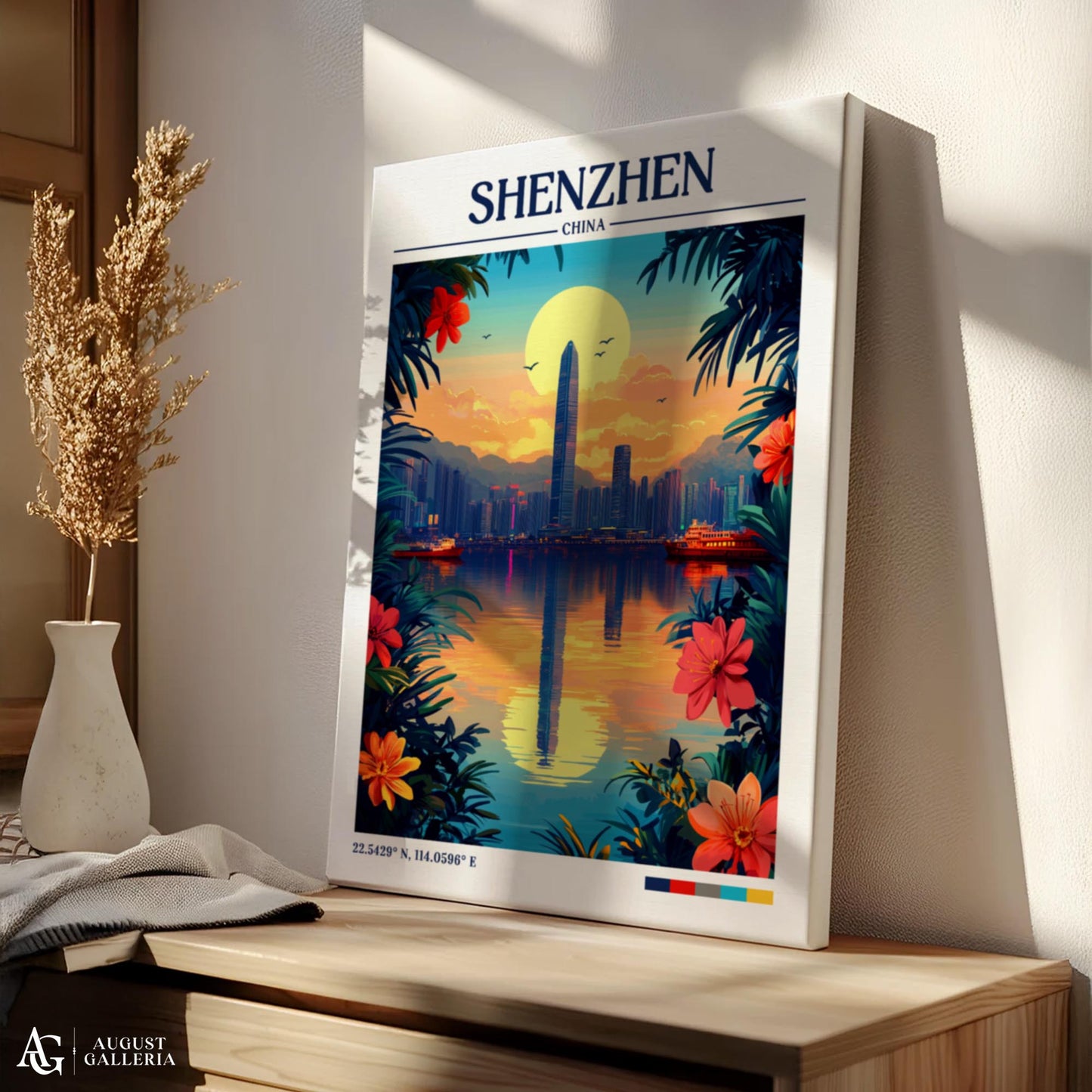 Shenzhen China Retro Travel Print