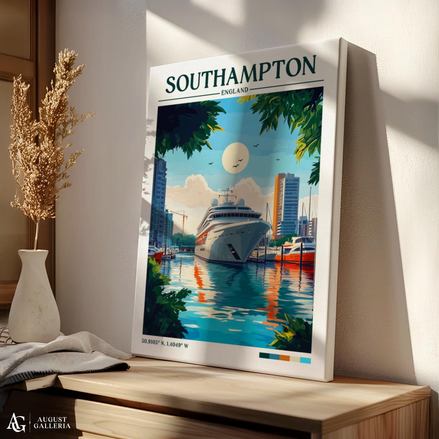 Southampton England Retro Travel Print