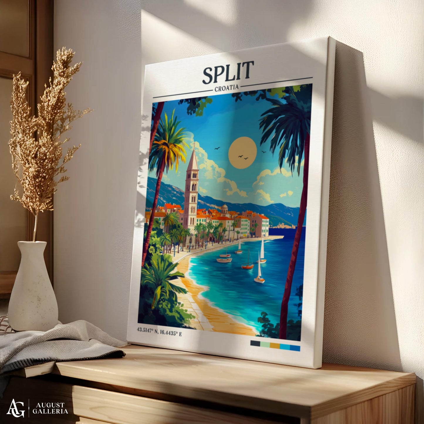 Split Croatia Retro Travel Print