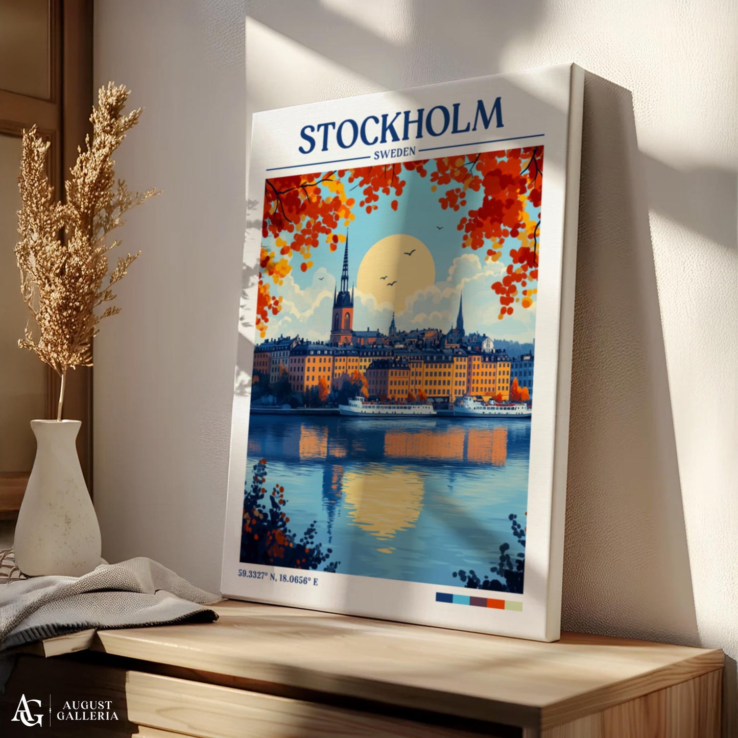 Stockholm Sweden Retro Travel Print