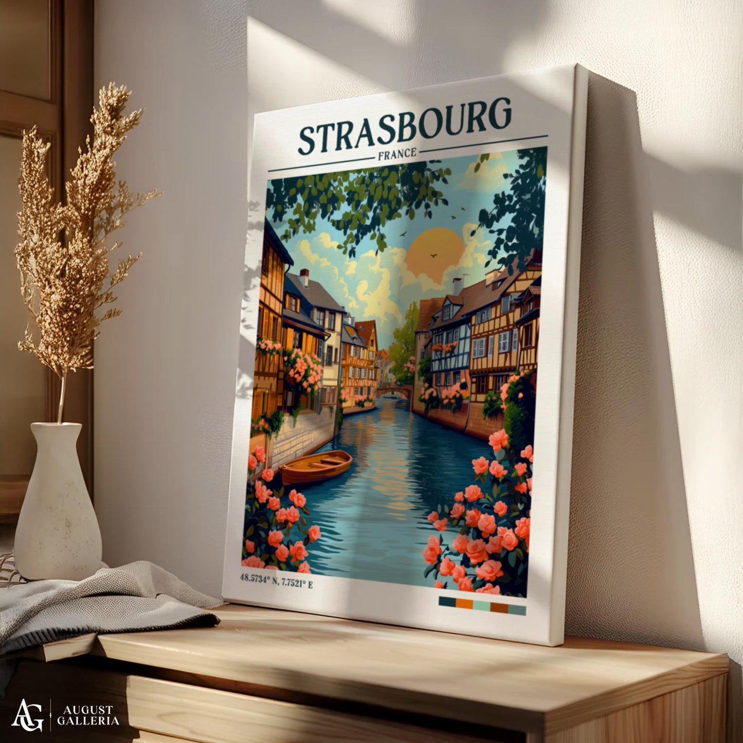 Strasbourg France Retro Travel Print