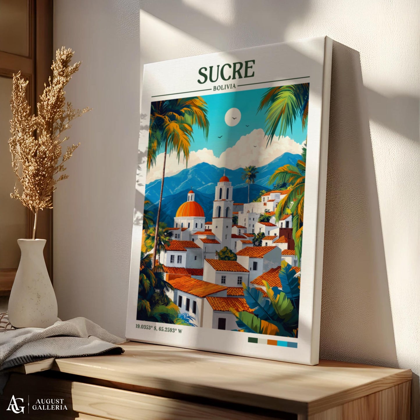 Sucre Bolivia Retro Travel Print