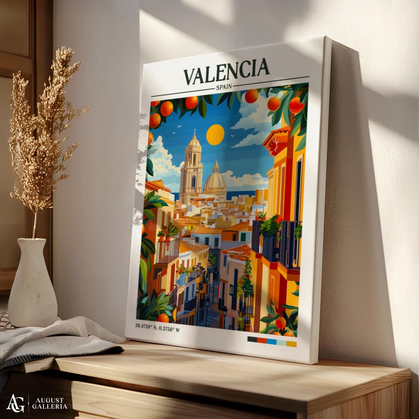 Valencia Spain Retro Travel Print