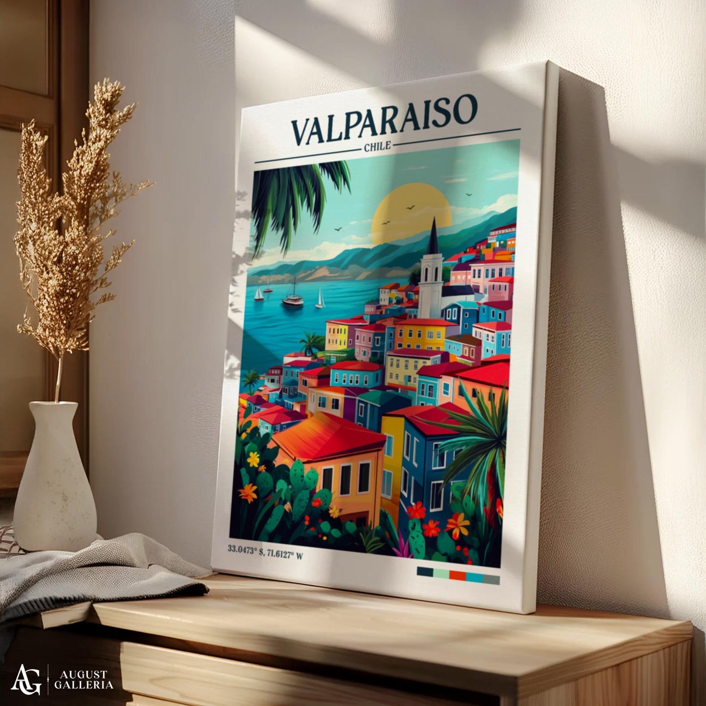 Valparaíso Chile Retro Travel Print