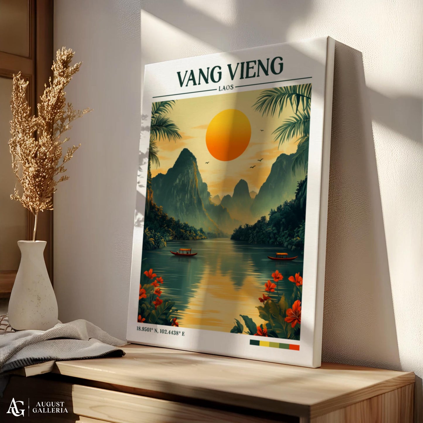 Vang Vieng Laos Retro Travel Print