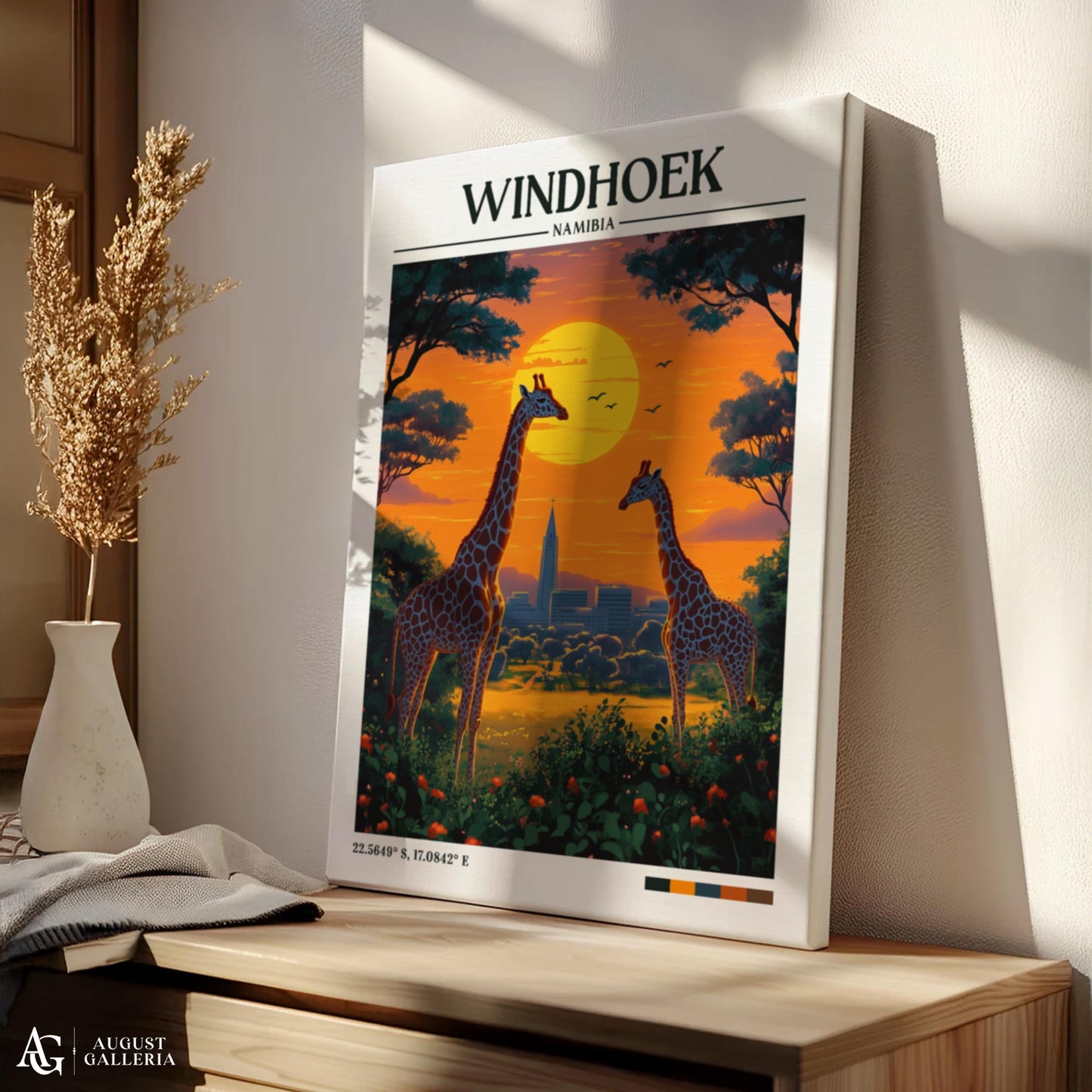 Windhoek Namibia Retro Travel Print