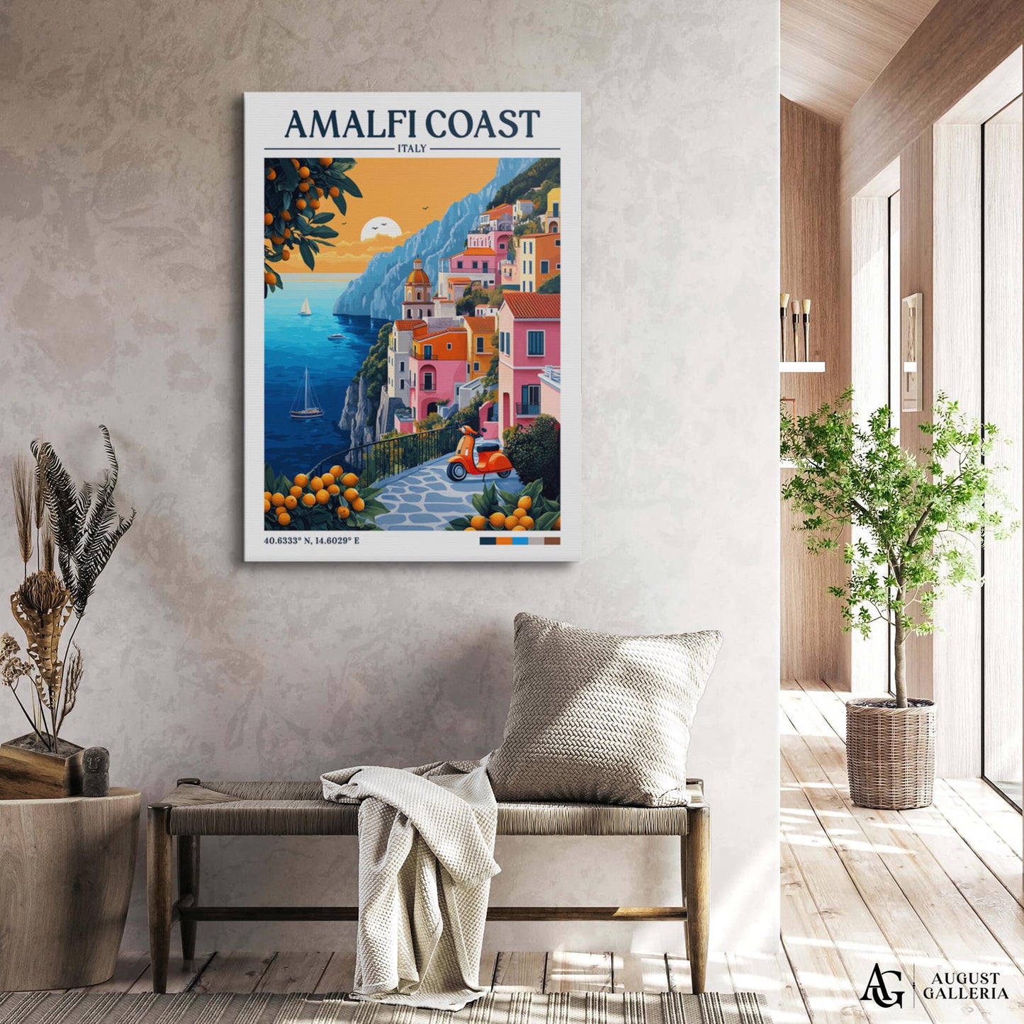 Amalfi Coast Italy Retro Travel Print