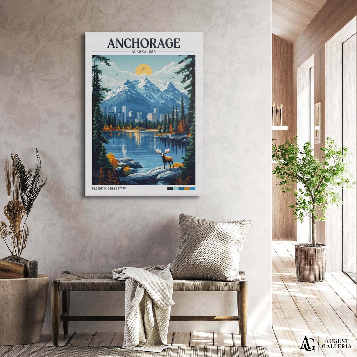 Anchorage Alaska Retro Travel Print