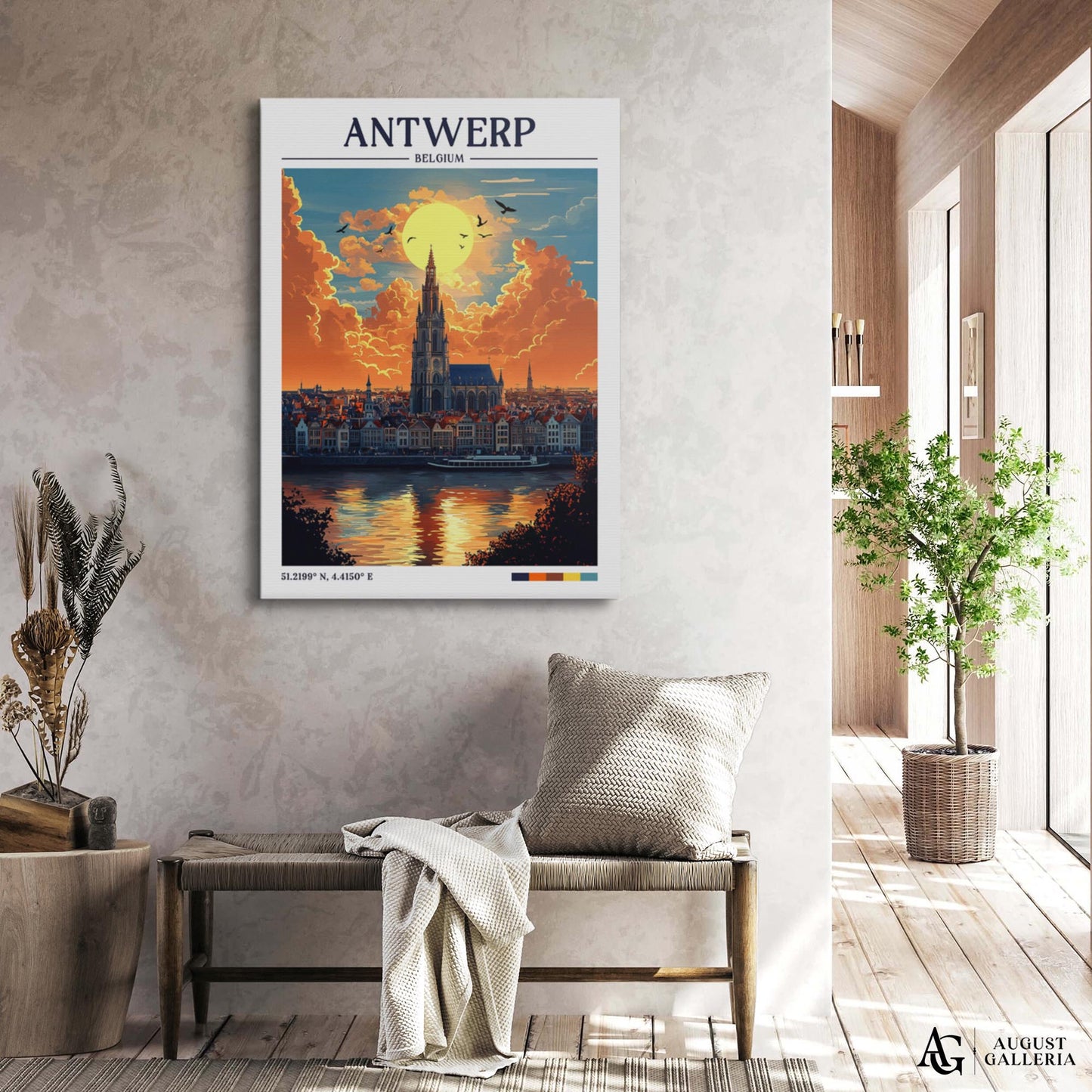 Antwerp Belgium Retro Travel Print