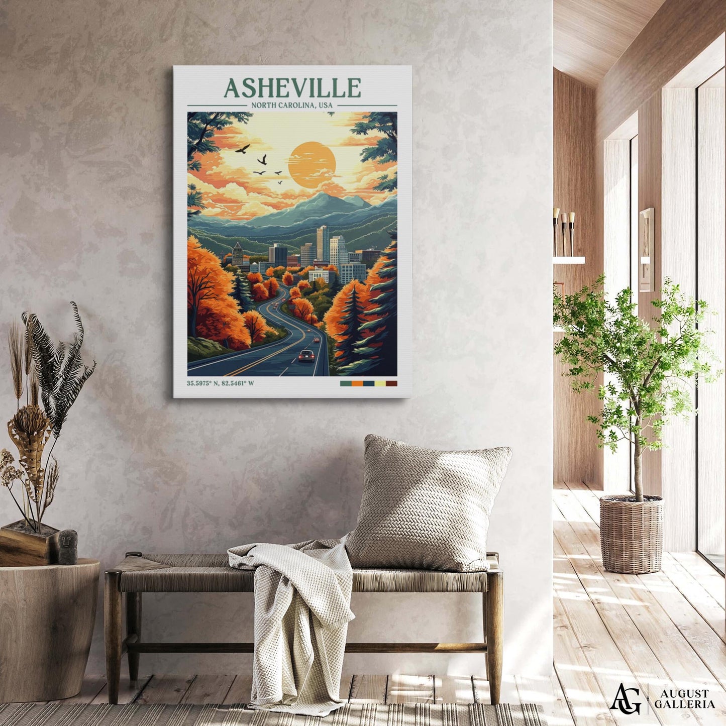 Asheville North Carolina Retro Travel Print