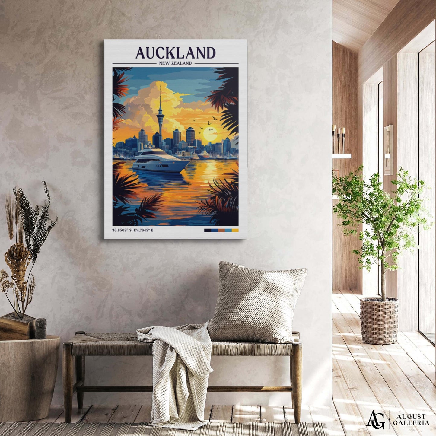 Auckland New Zealand Retro Travel Print