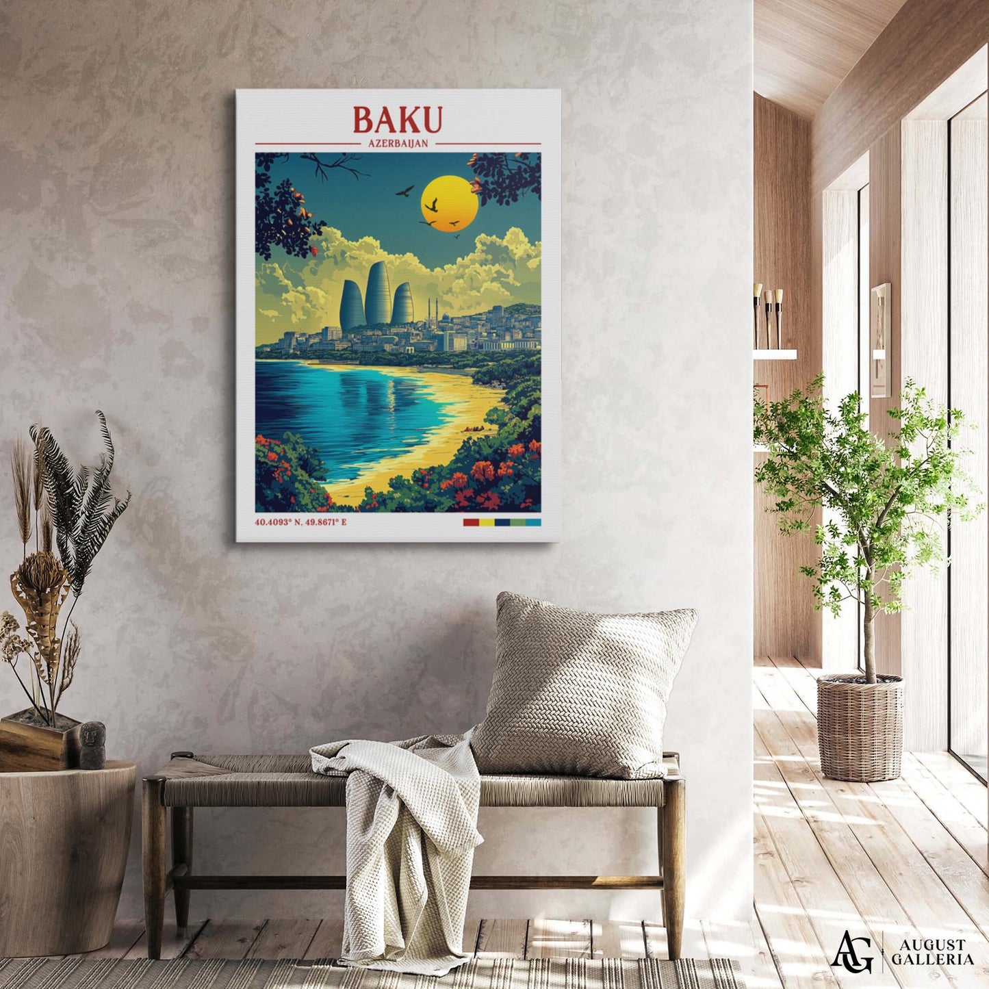Baku Azerbaijan Retro Travel Print