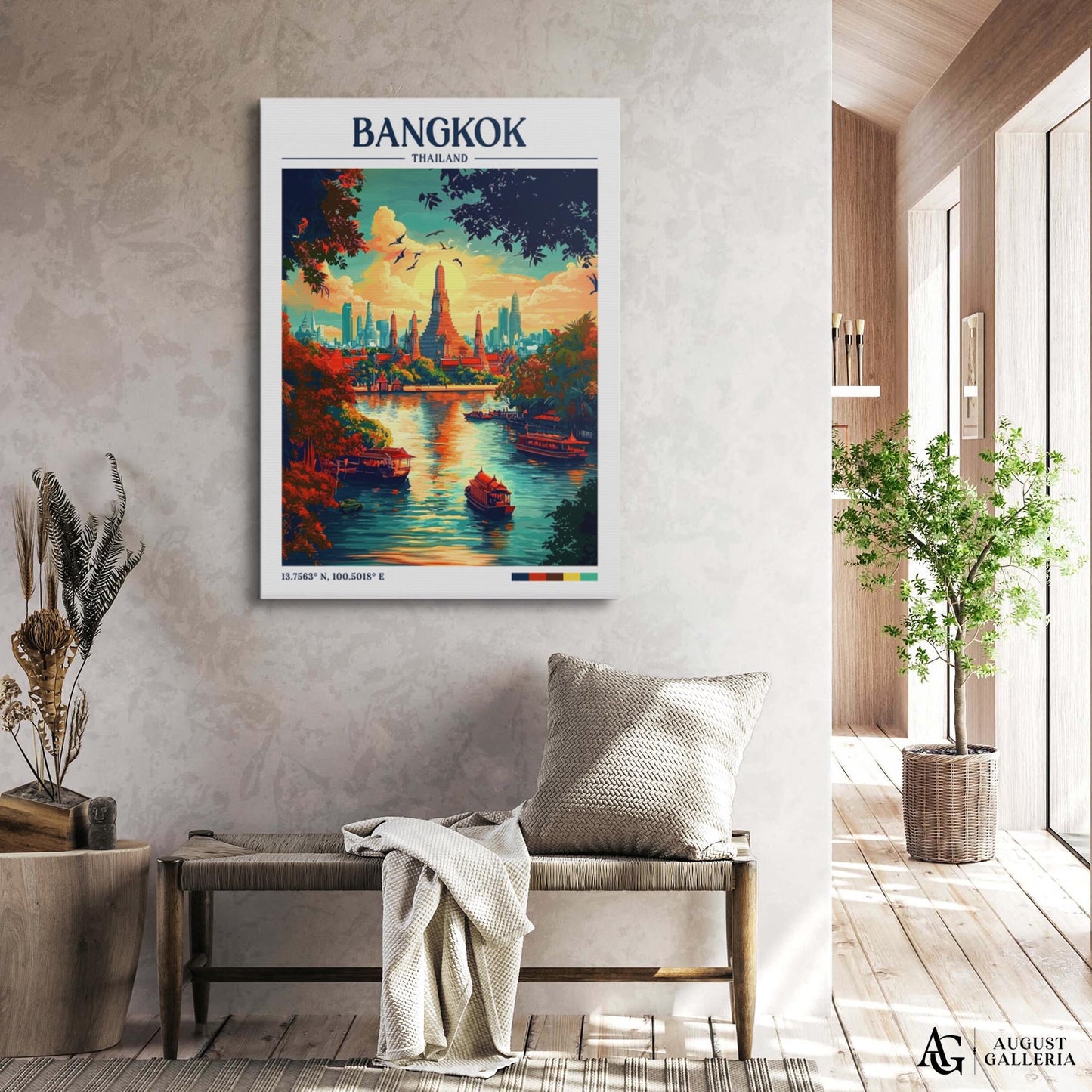 Bangkok Thailand Retro Travel Print