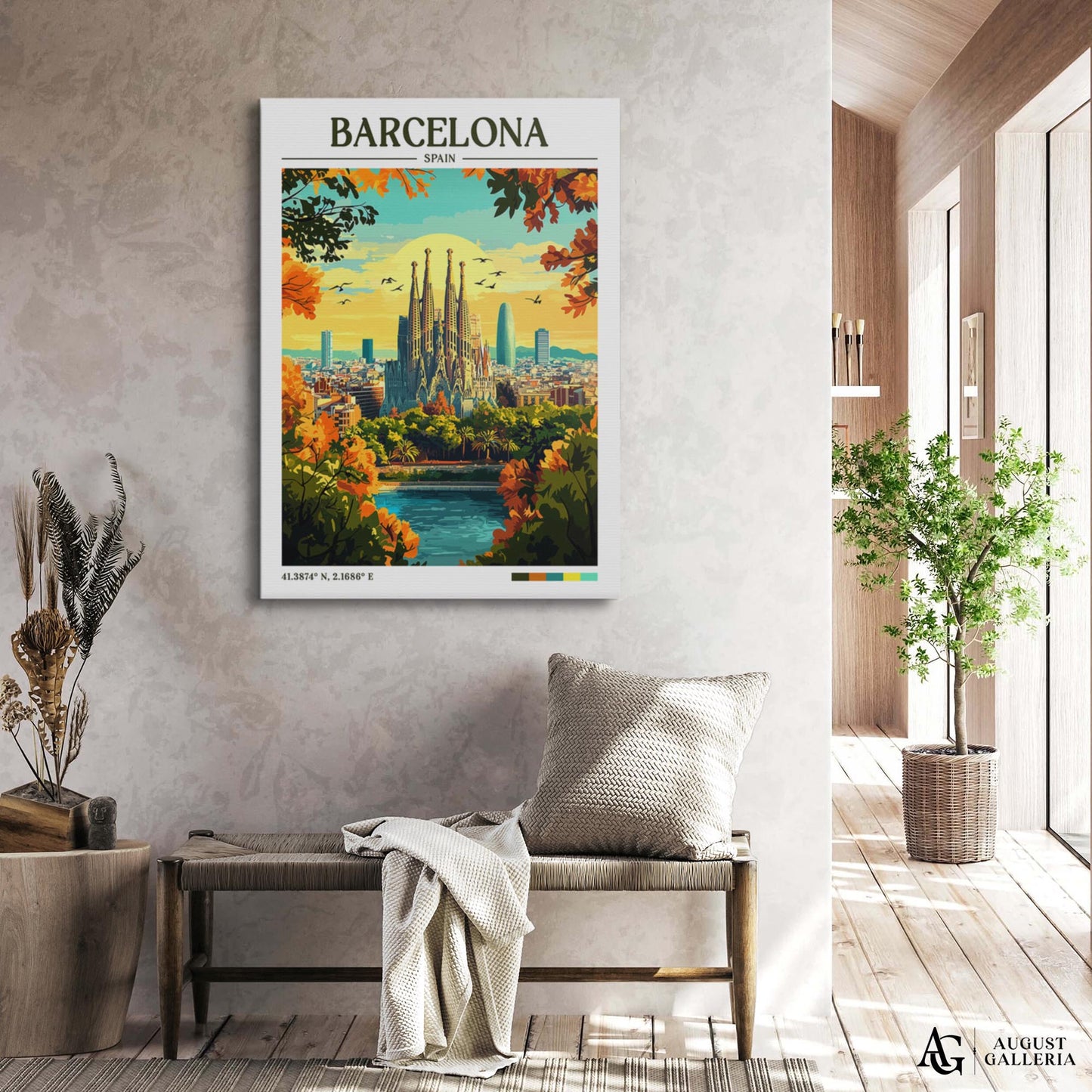 Barcelona Spain Retro Travel Print
