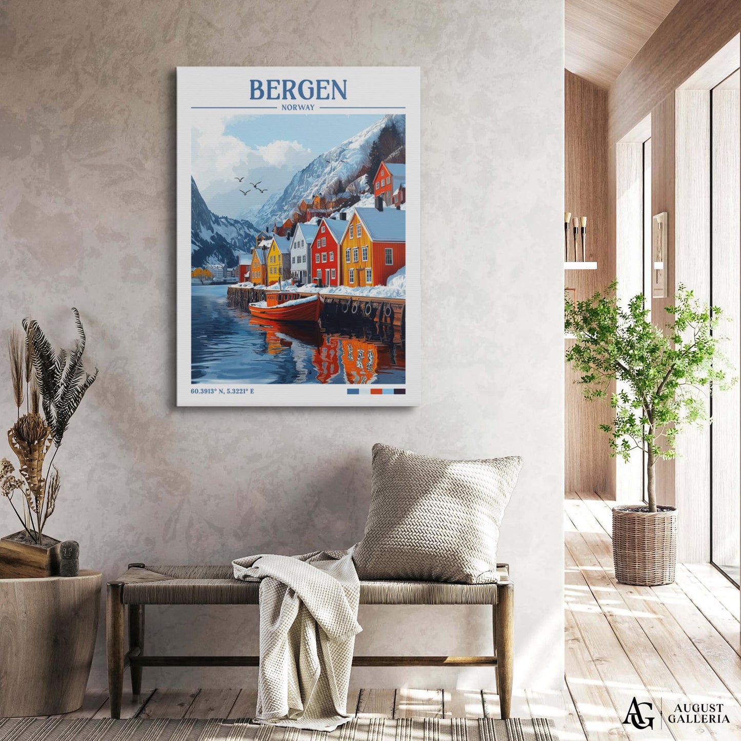 Bergen Norway Retro Travel Print
