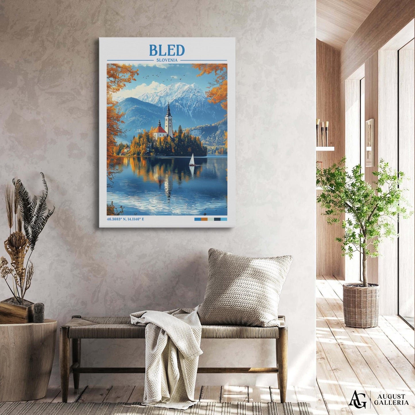 Bled Slovenia Retro Travel Print