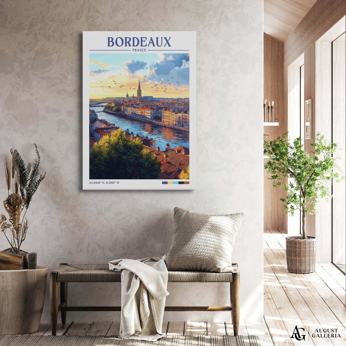 Bordeaux France Retro Travel Print
