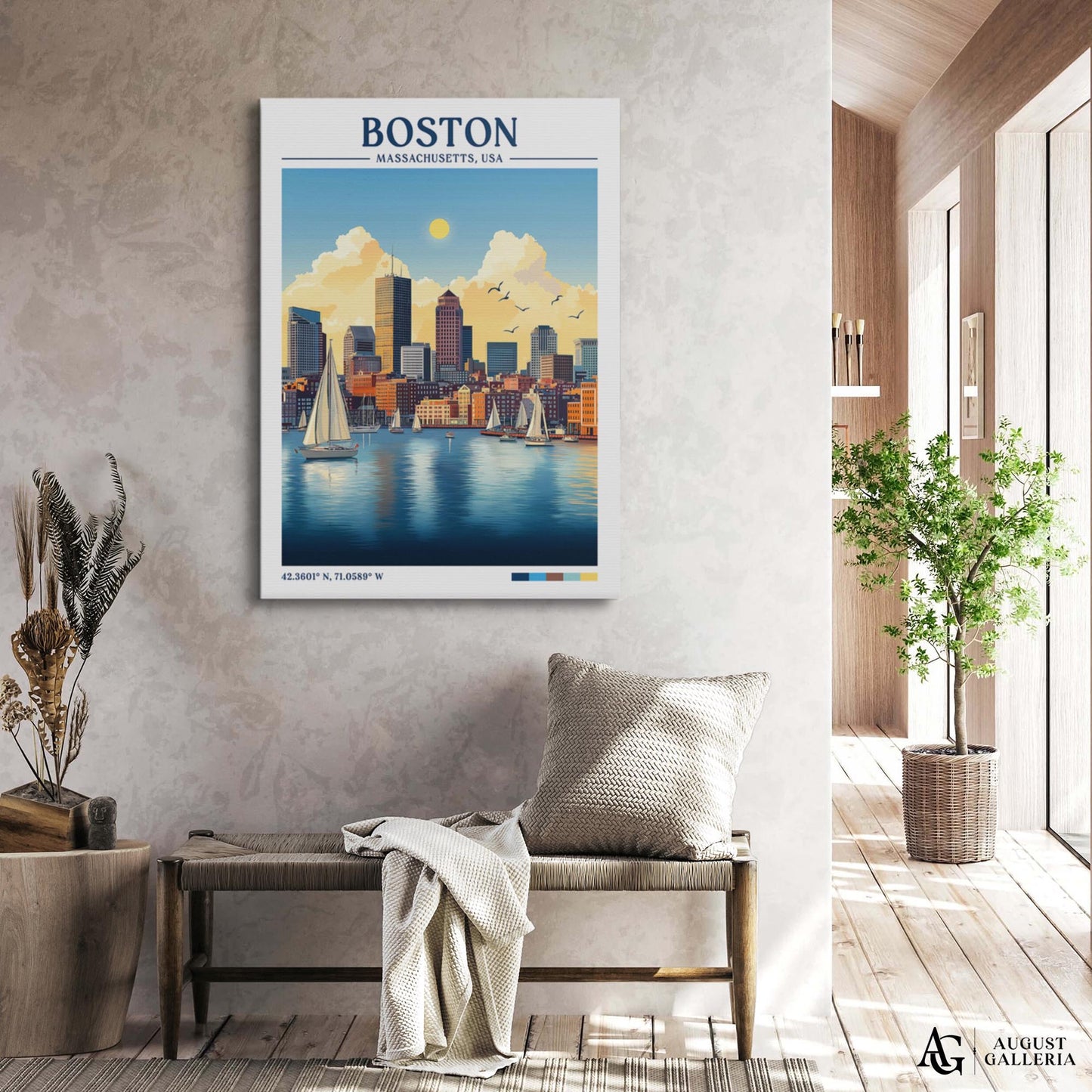 Boston Massachusetts Retro Travel Print