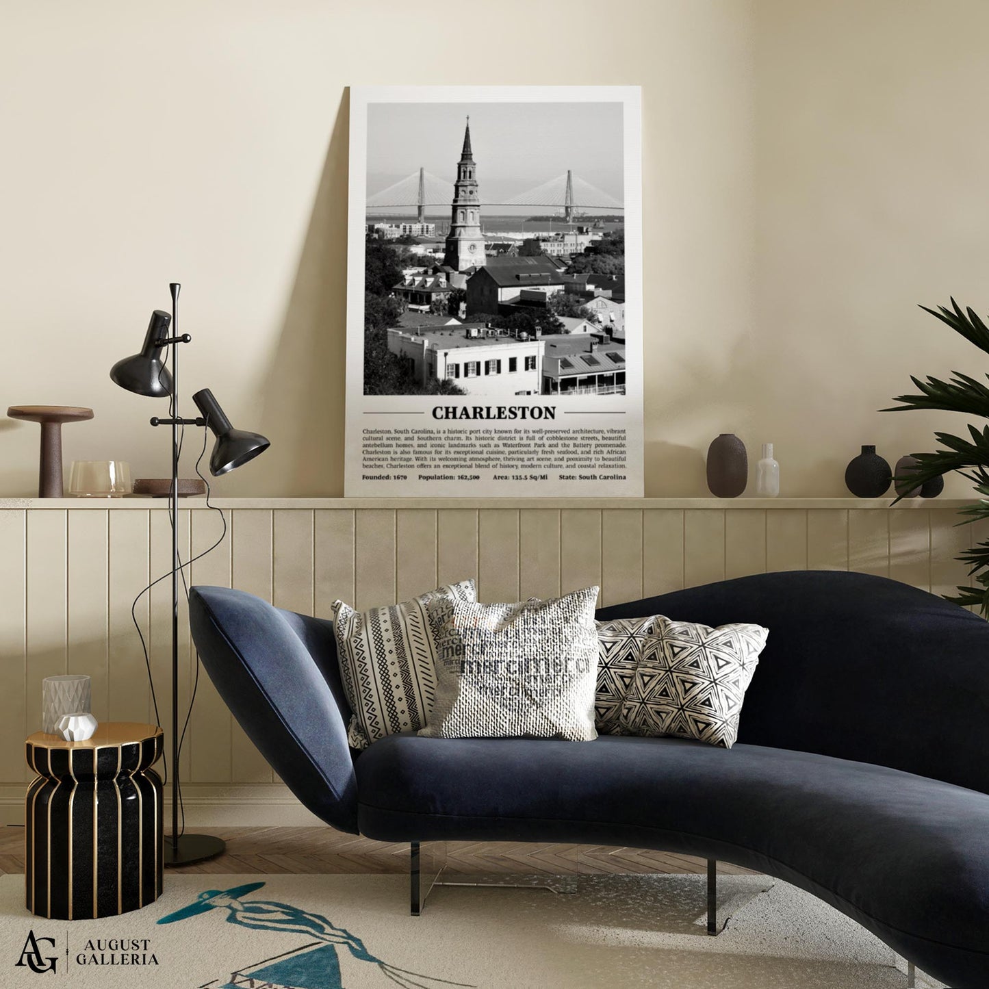 Charleston Black & White City Print