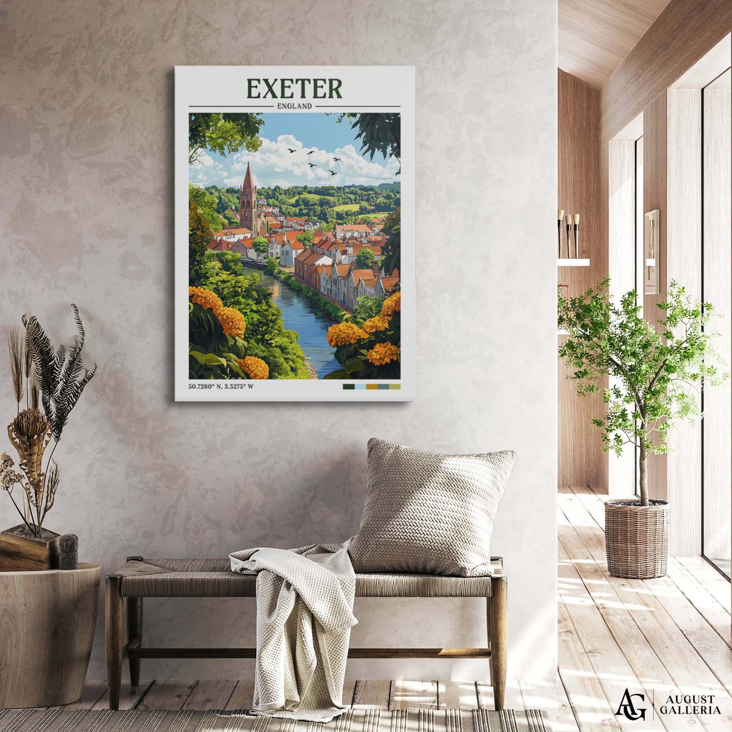 Exeter England Retro Travel Print