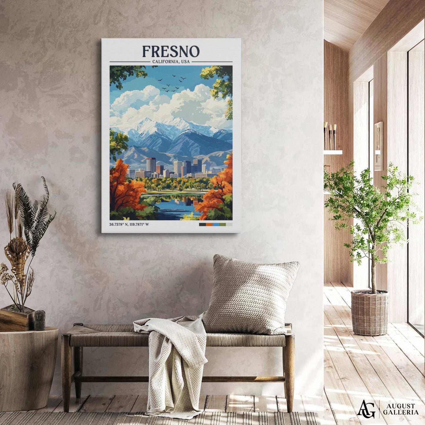Fresno California Retro Travel Print