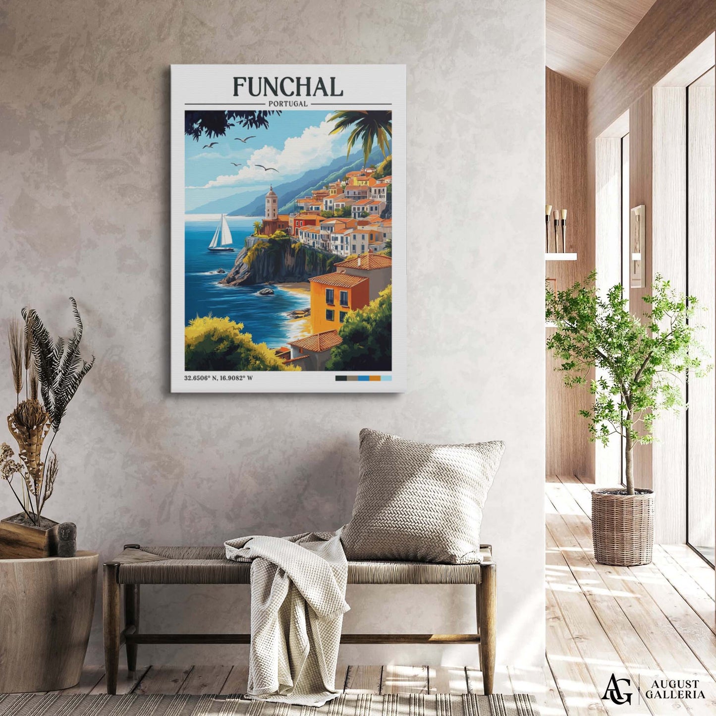 Funchal Portugal Retro Travel Print