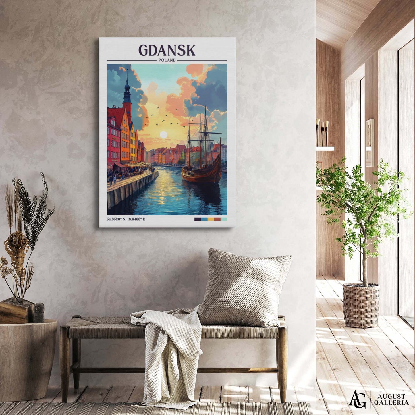 Gdańsk Poland Retro Travel Print