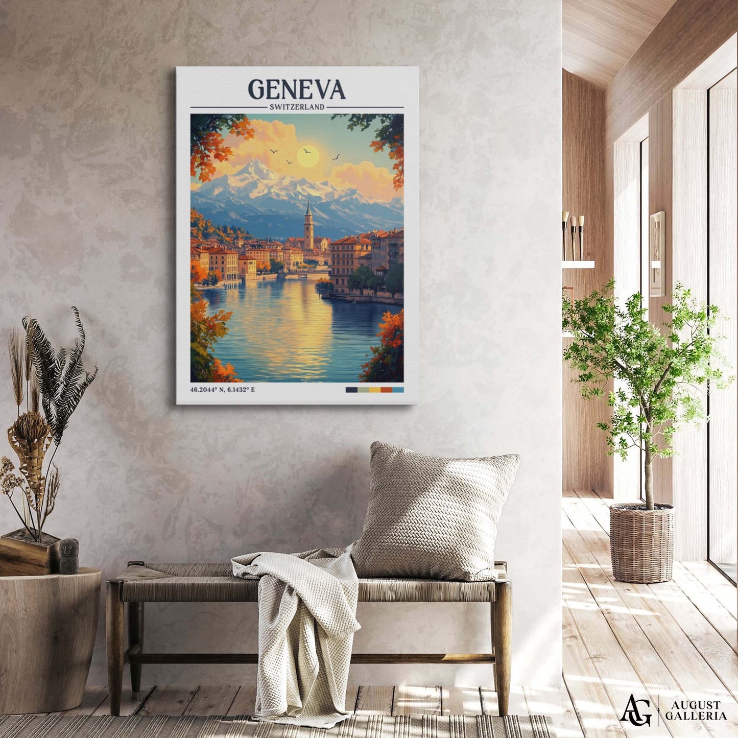 Geneva Switzerland Retro Travel Print