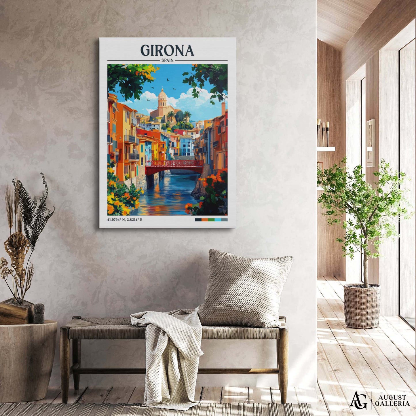 Girona Spain Retro Travel Print