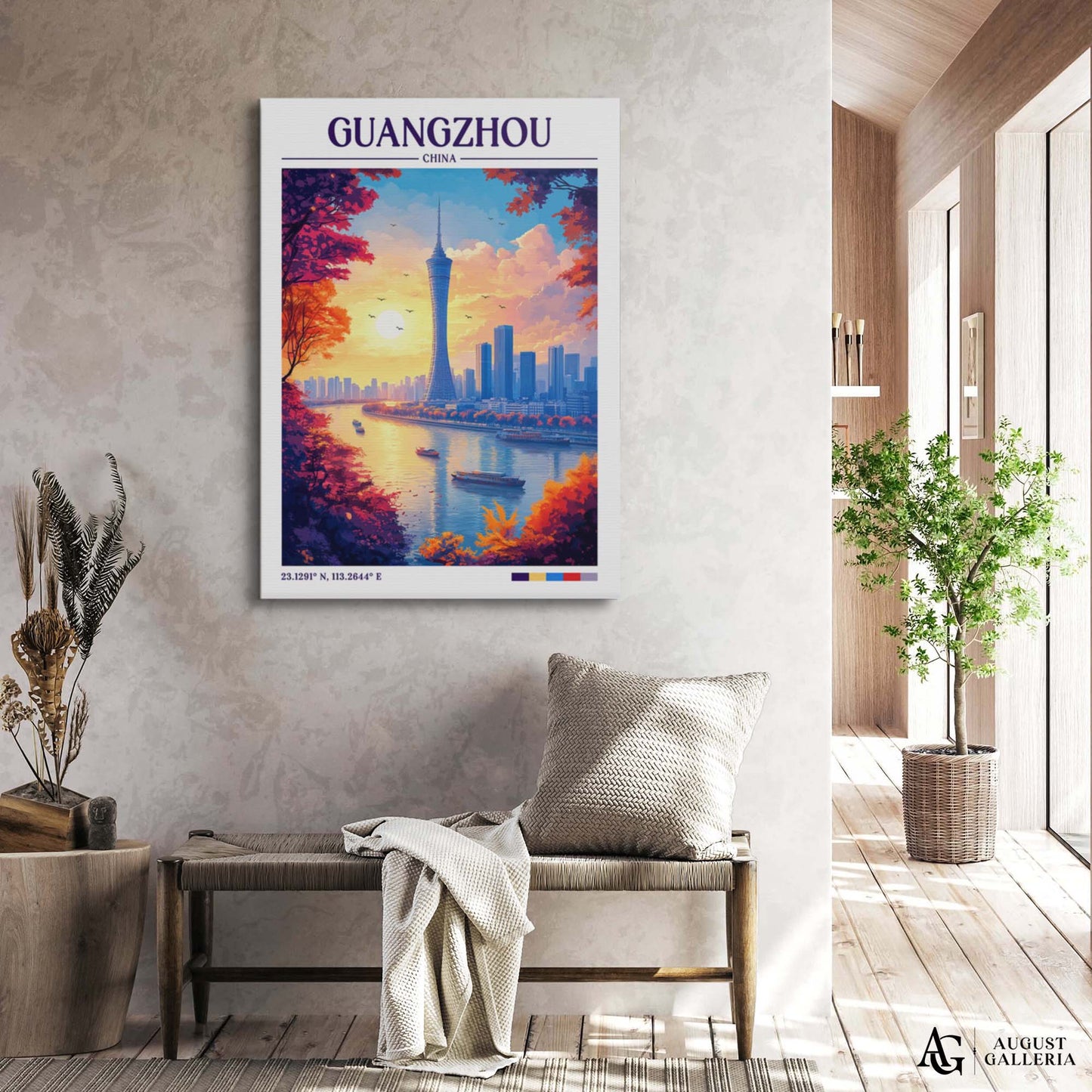 Guangzhou China Retro Travel Print