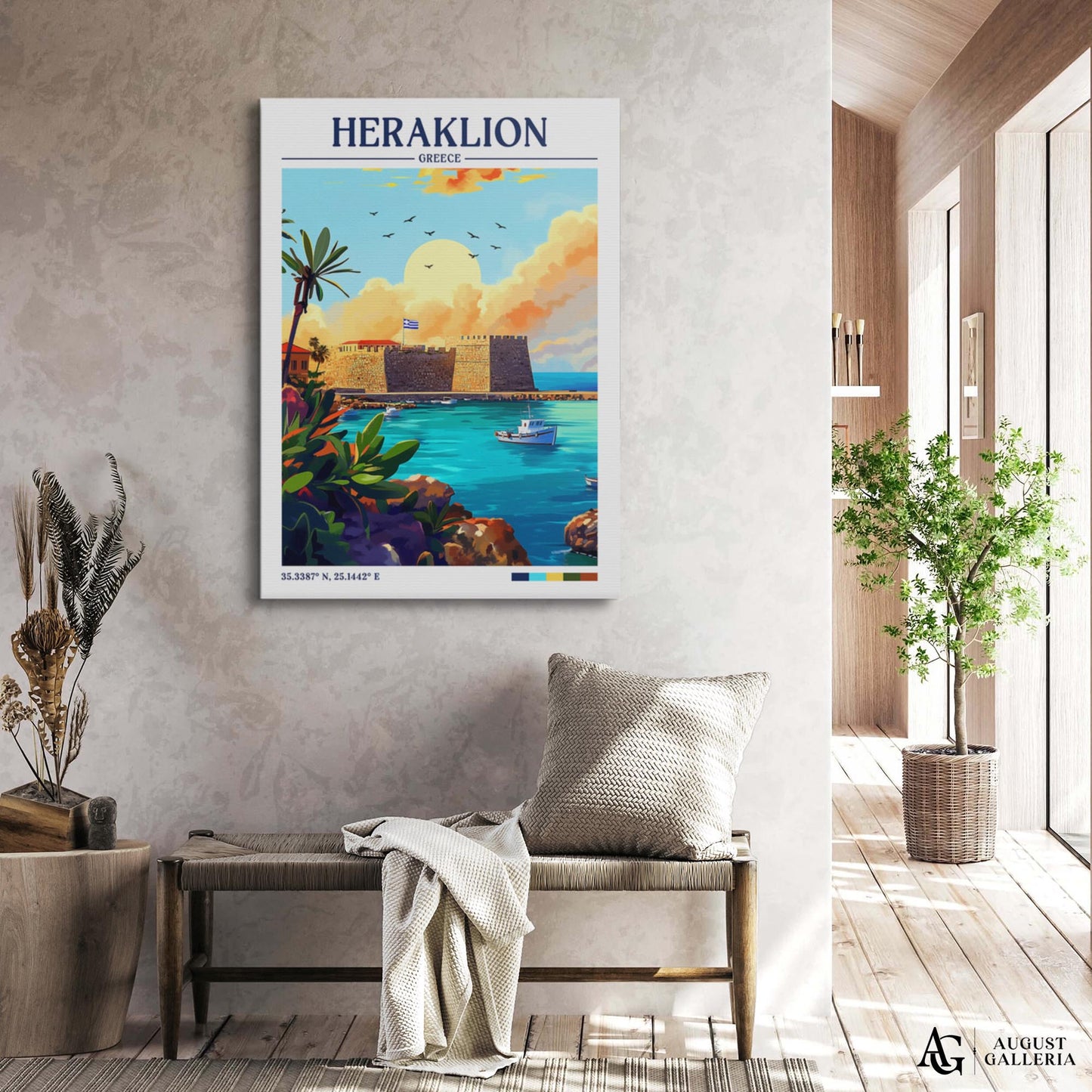 Heraklion Greece Retro Travel Print