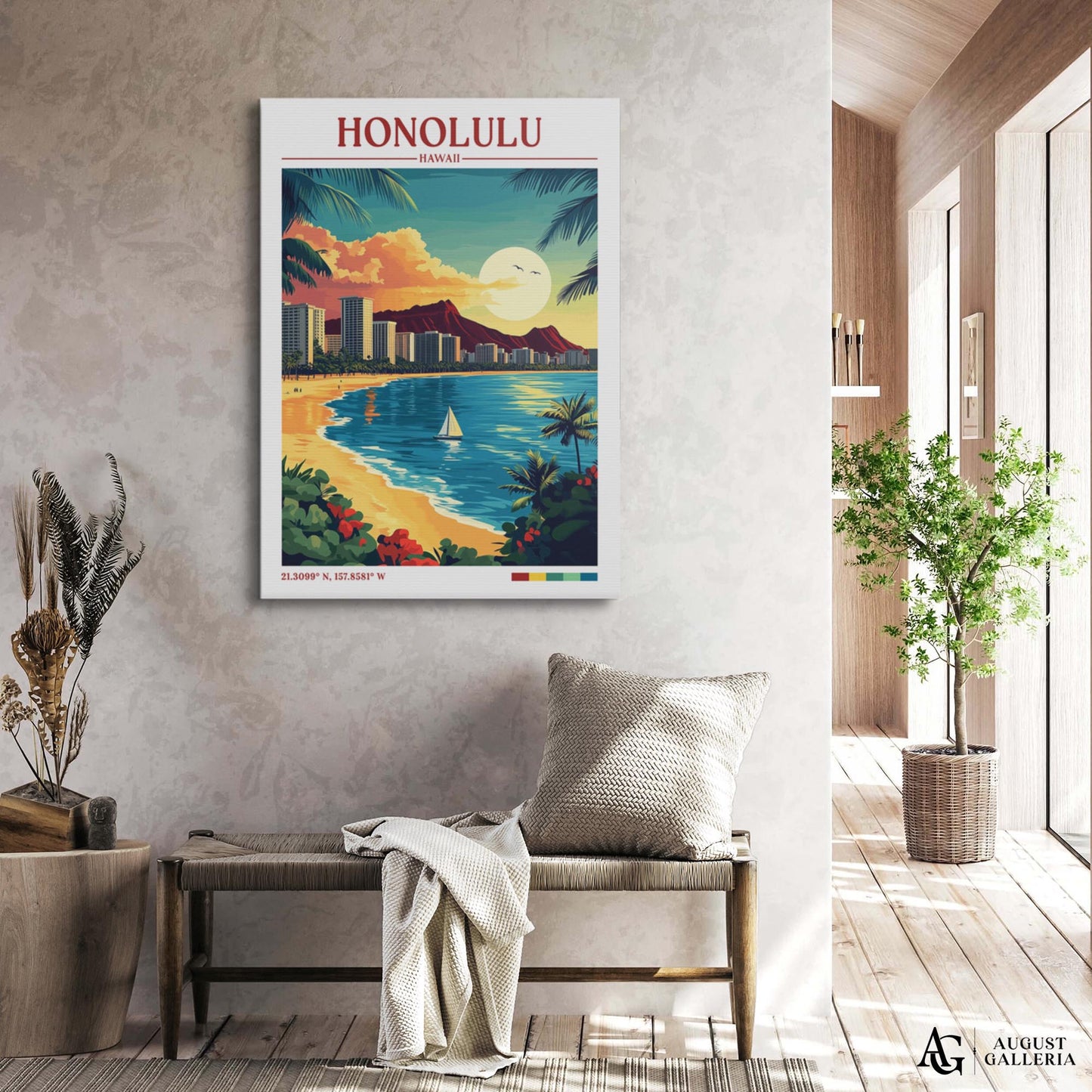 Honolulu Hawaii Retro Travel Print
