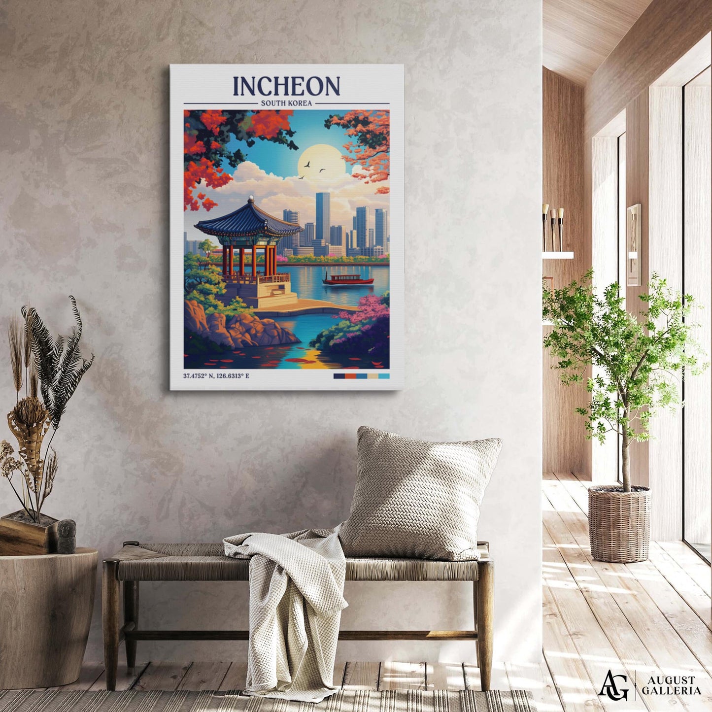 Incheon South Korea Retro Travel Print