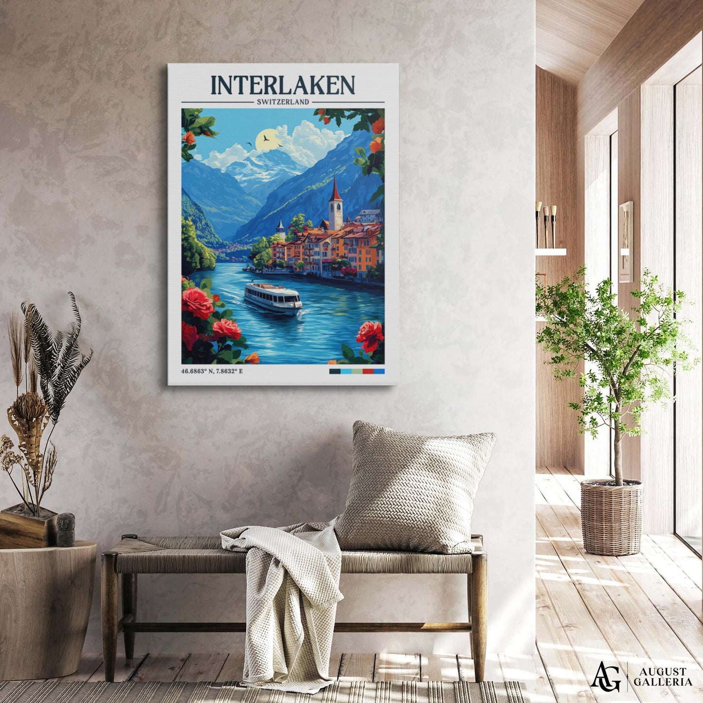 Interlaken Switzerland Retro Travel Print