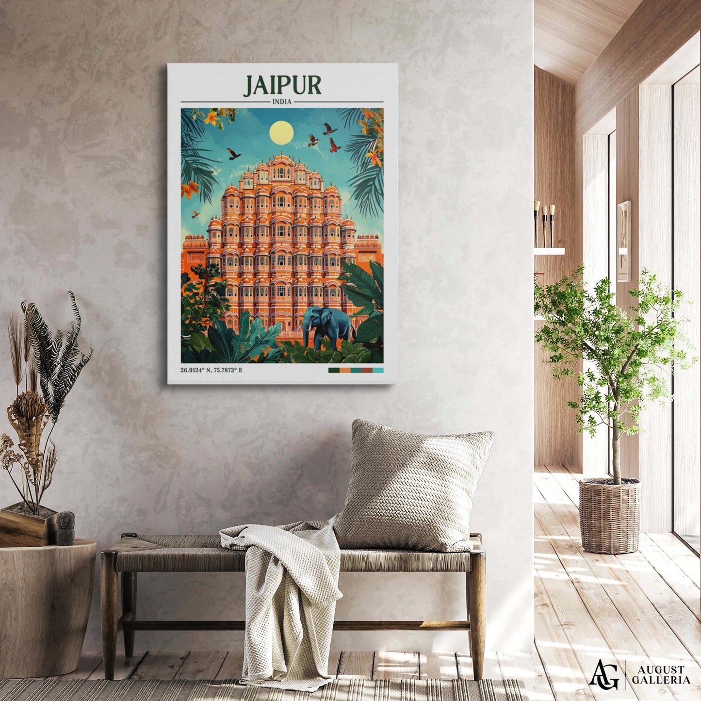 Jaipur India Retro Travel Print
