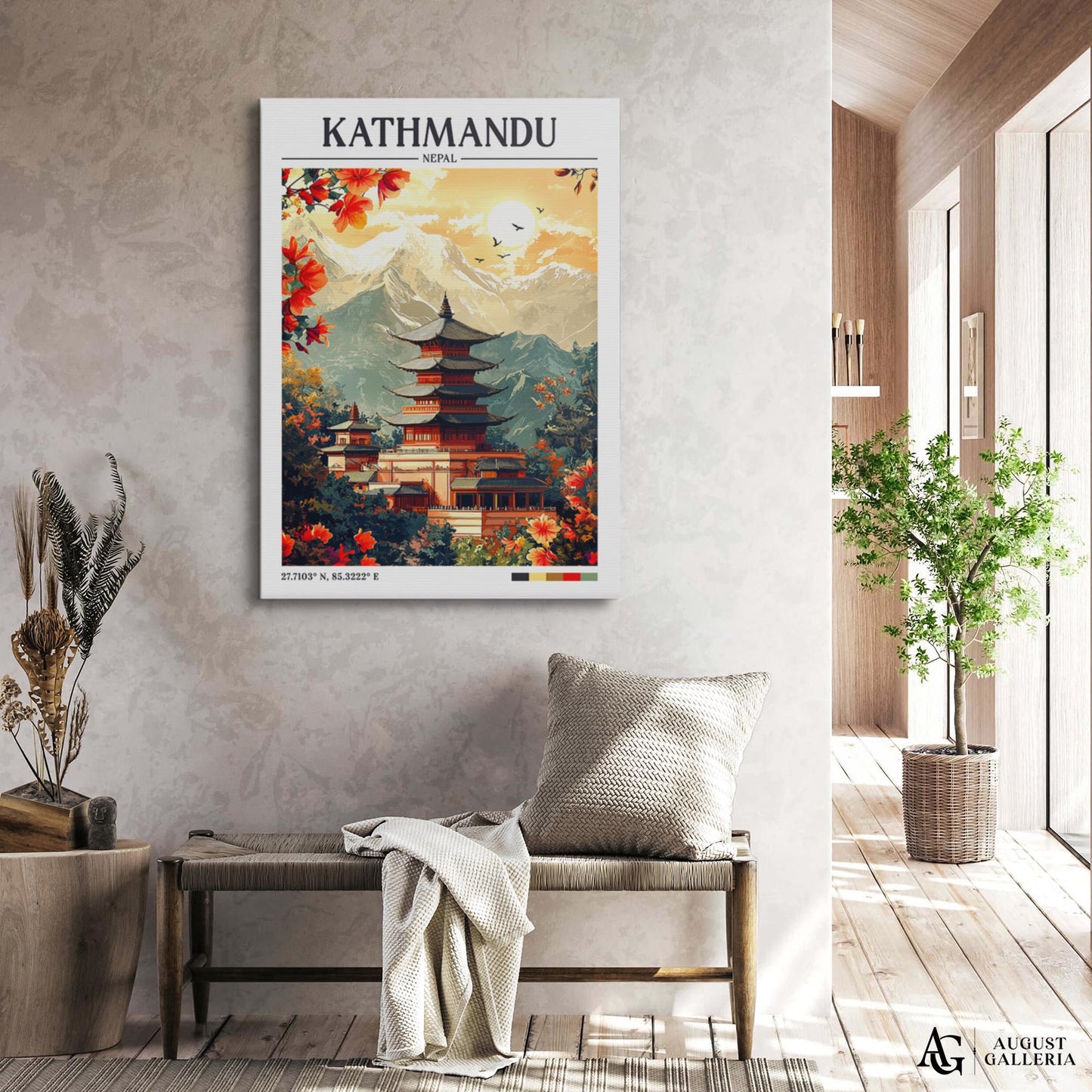 Kathmandu Nepal Retro Travel Print