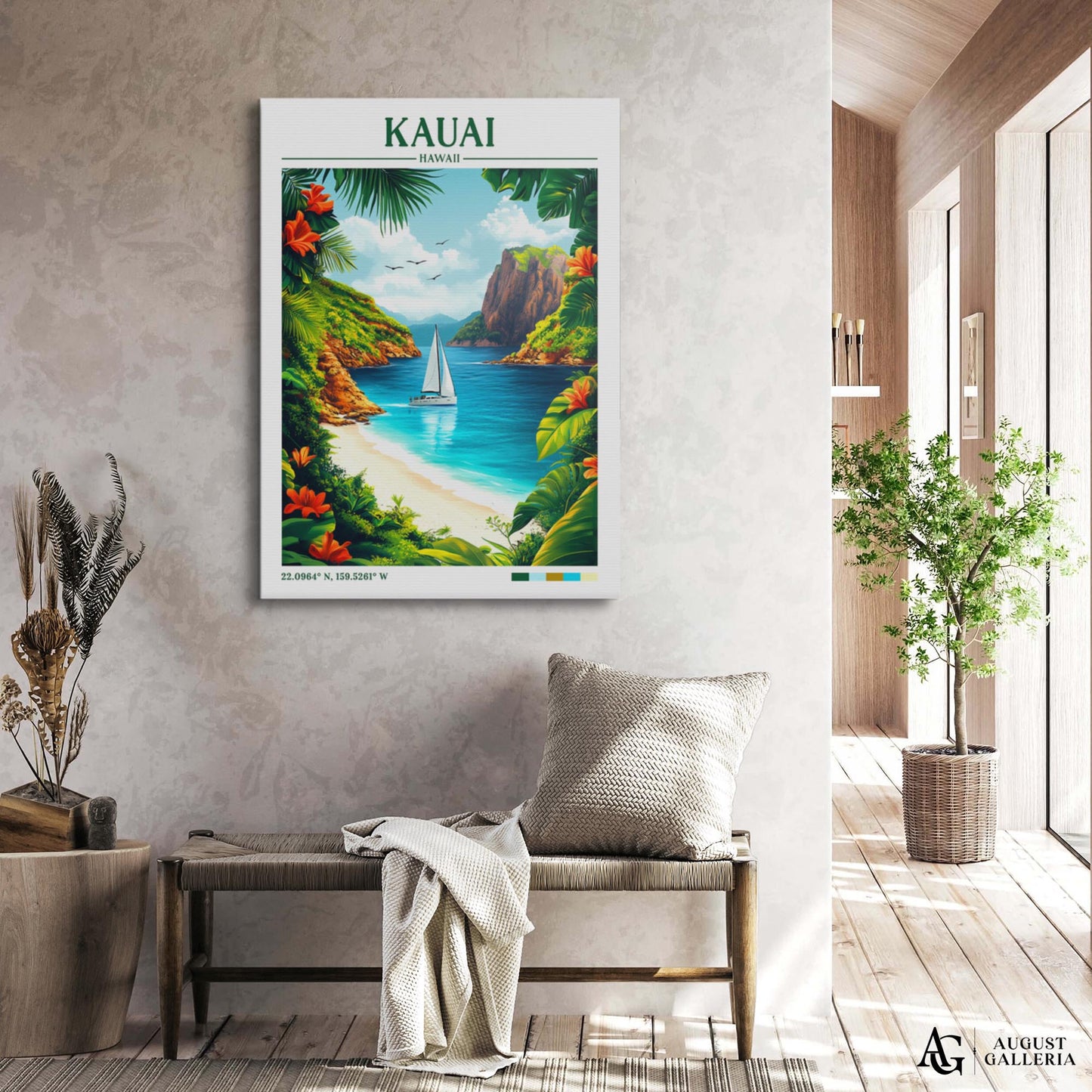 Kauai Hawaii Retro Travel Print
