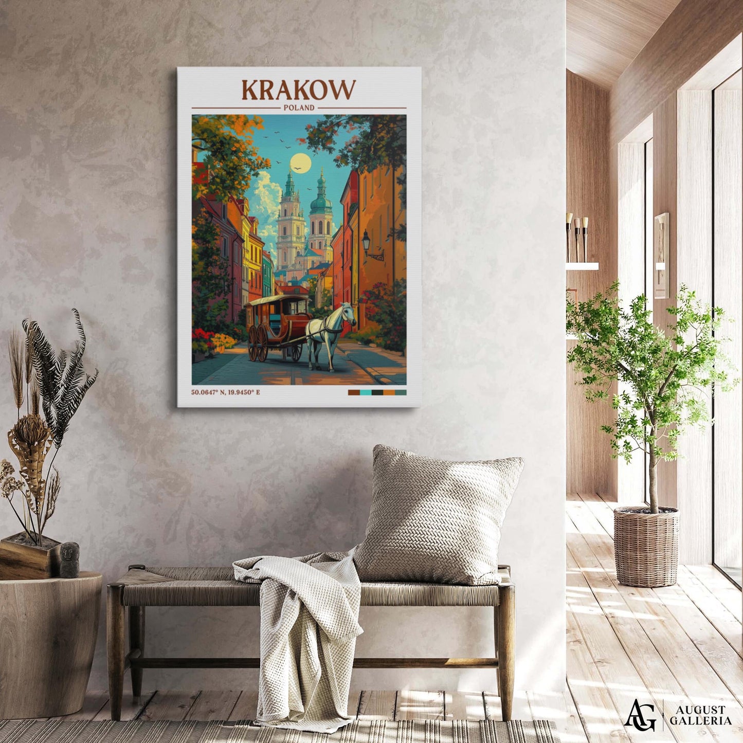 Kraków Poland Retro Travel Print